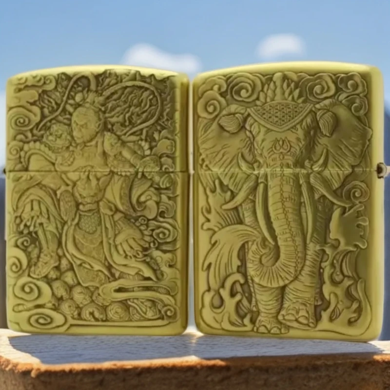 【CC】zippo打火机正品G黄铜盔甲浮雕封侯拜相送男友新年礼物DY9912
