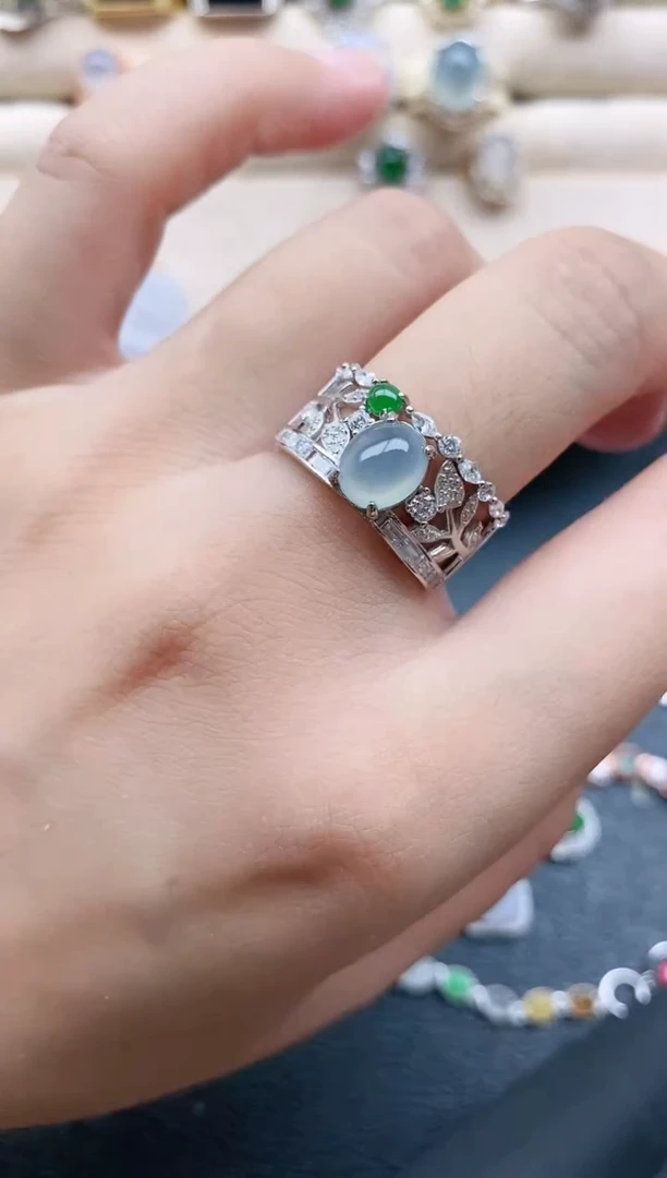 翡翠戒指银S925镶嵌11111