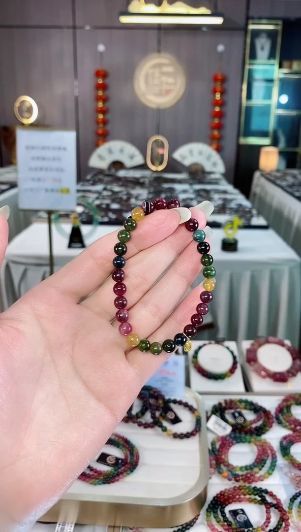 碧玺单圈手串未镶嵌碧玺（多样性发一条）