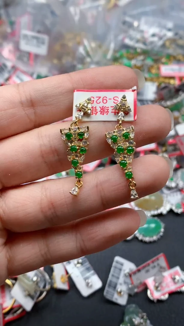 银S925镶嵌戒指翡翠天然A货缅甸翡翠