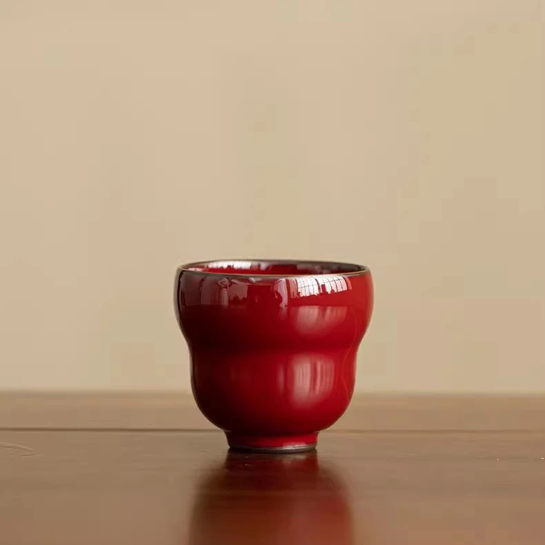 庄垂仁原矿铁胎故宫红葫芦陶瓷主人杯客杯个人专用茶杯茶具100ml