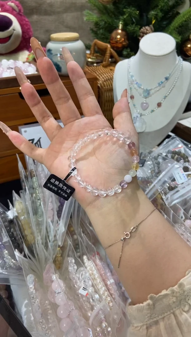 水晶手串未镶嵌孤品捡漏均匀瑕疵介意勿拍