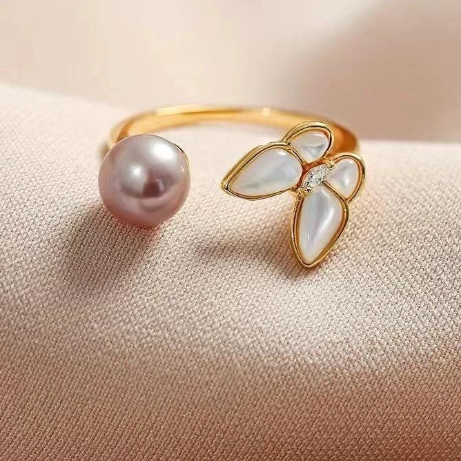 气质优雅蝴蝶小众个性清凉百搭紫戒指首饰开口可调节