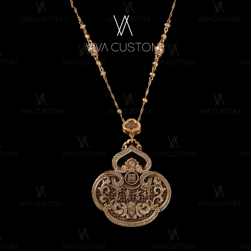 铜合金合成锆石项链 （精工系列）时尚高级感福禄如意项链