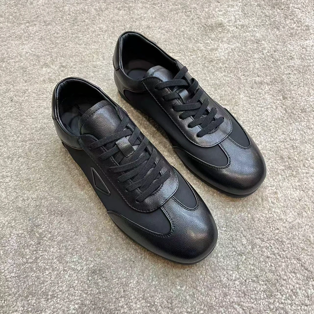 粒面皮休闲风休闲皮鞋黑色低帮色男款系带时尚