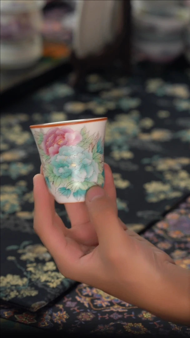 英姐好物分享@@白玉牡丹闻香杯