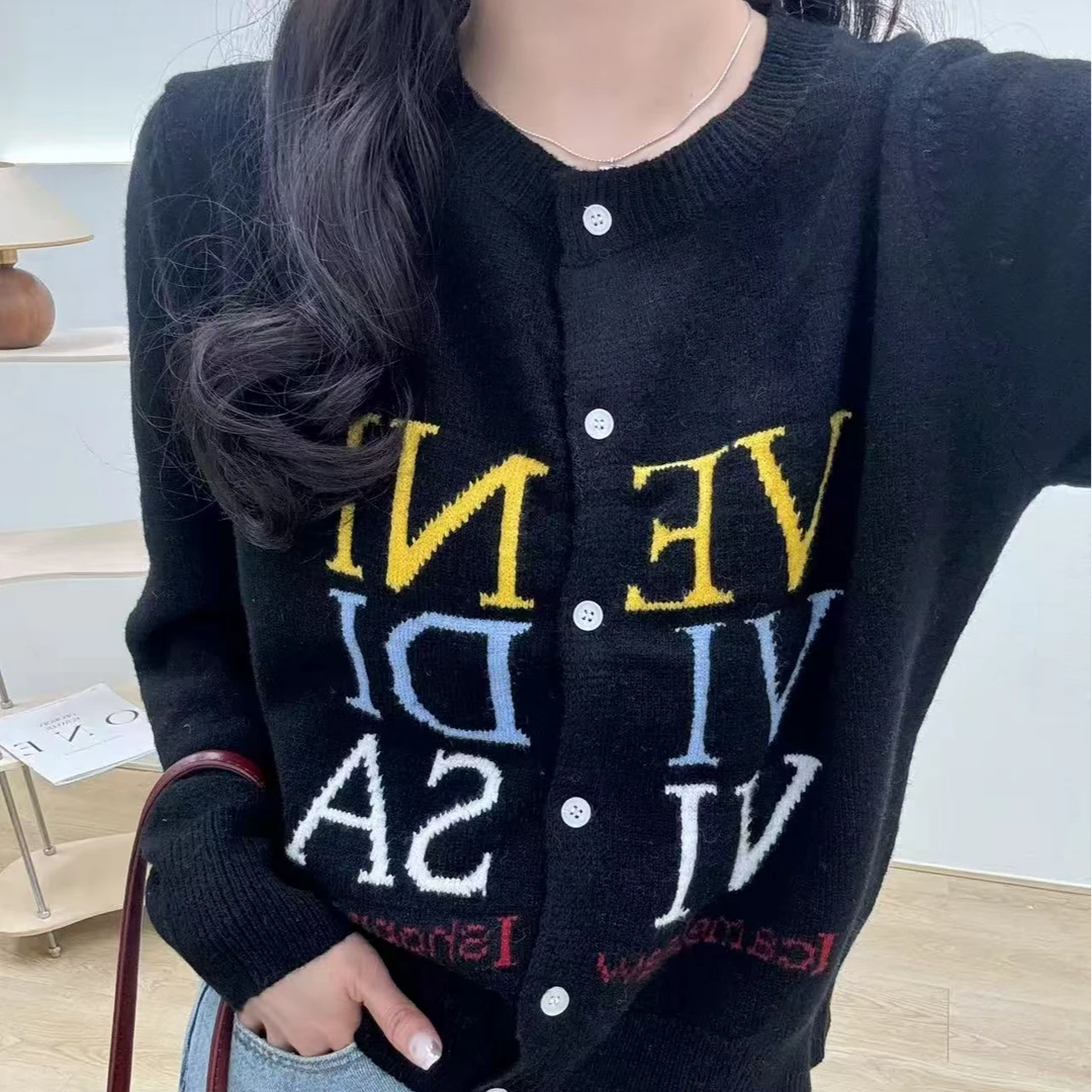 557#小香风长袖针织衫显瘦时尚百搭圆领开衫80