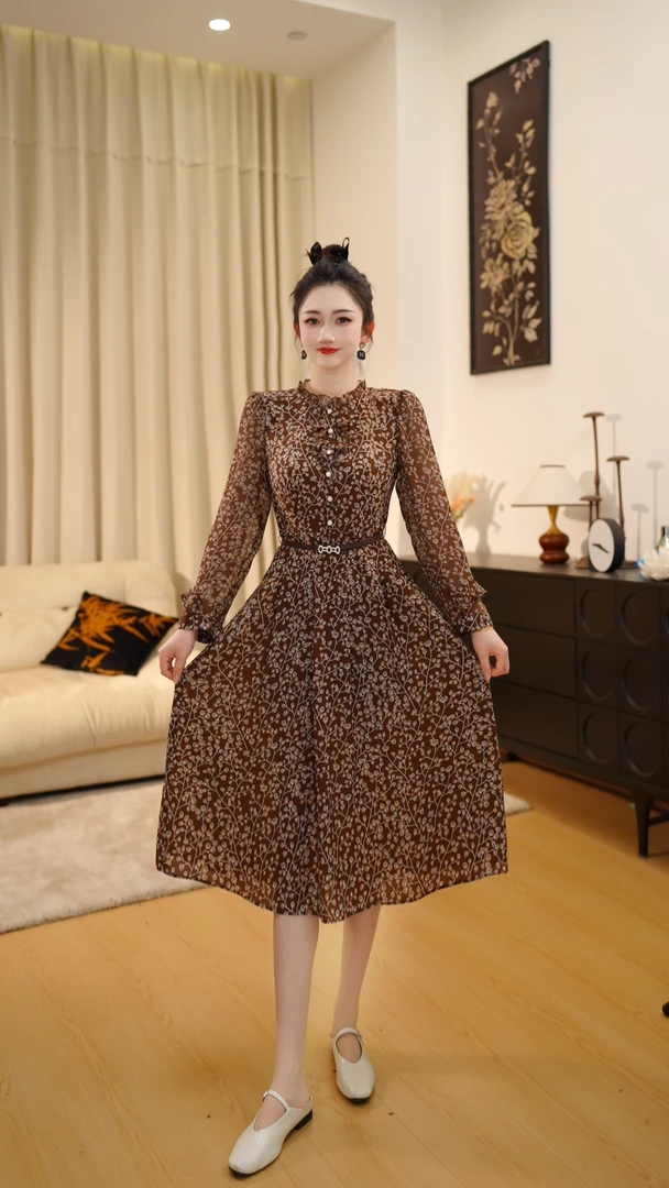 【LZ】优雅显瘦春季时尚大码气质法式气质女装连衣裙DLS0053