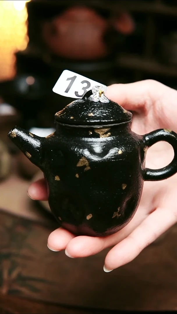 133紫砂全手工洒金正把茶壶120毫升