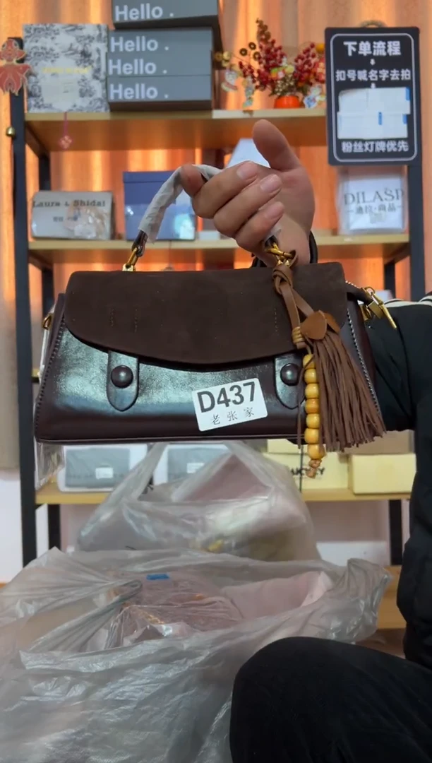 小牛剖层皮革老张家女包437