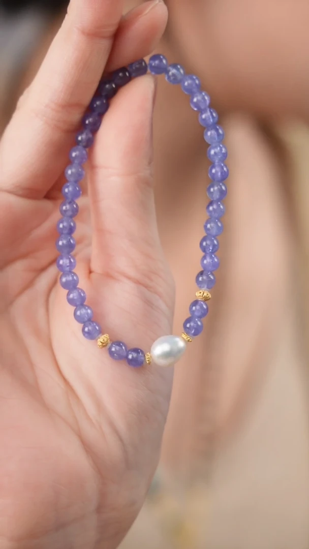 【闪购商品】坦桑石手串银S925镶嵌坦桑手串