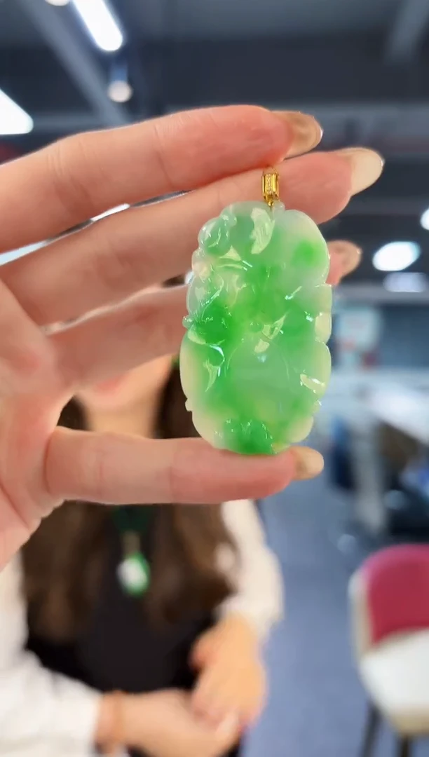 【闪购商品】翡翠颈饰18K金镶嵌缅料A货/支持复检/一件