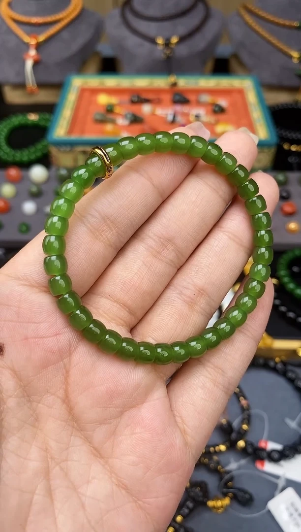未镶嵌和田玉挂件6mm碧玉极致手串