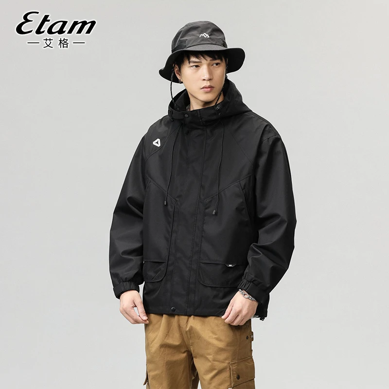 艾格美式潮牌外套秋冬新款冲锋衣三防外套防风工装情侣登山夹克