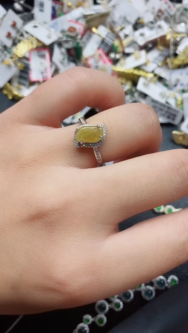 银S925镶嵌戒指翡翠1