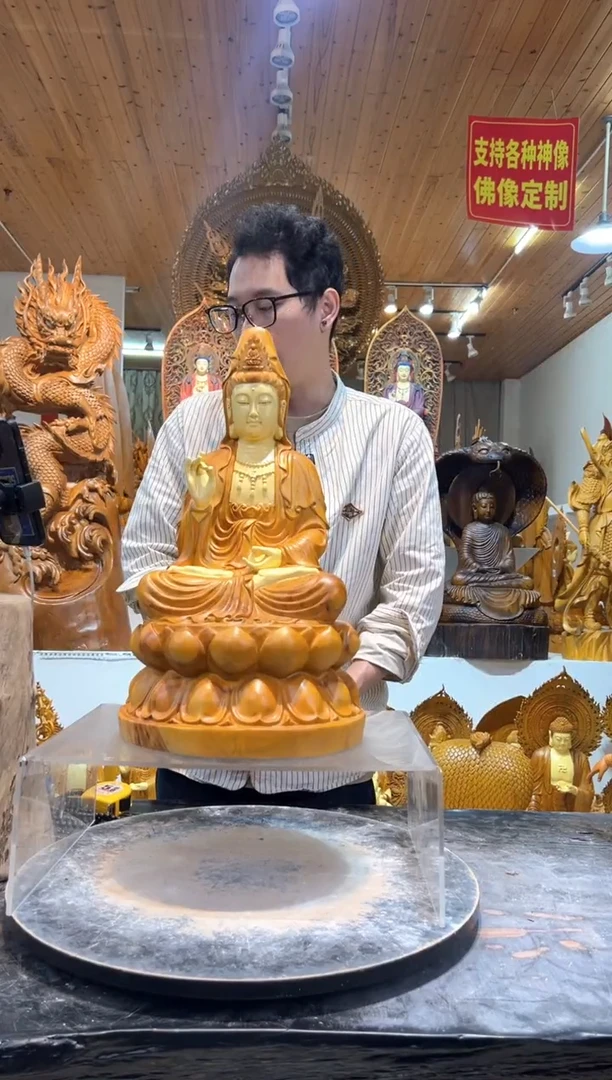 香樟木净瓶观音40高