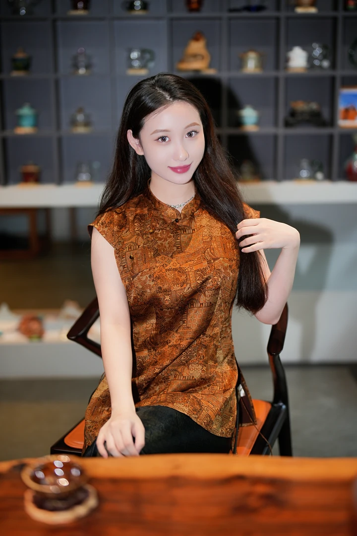 蓝大【龢笙】新中式桑蚕丝短袖7937