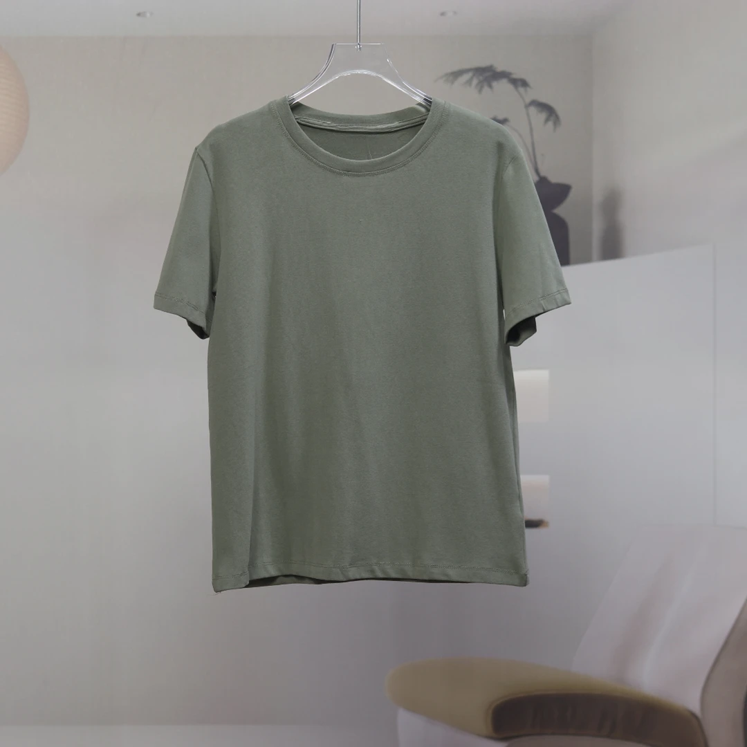 【8639】高品质原创设计绿色时尚百搭短袖上衣V