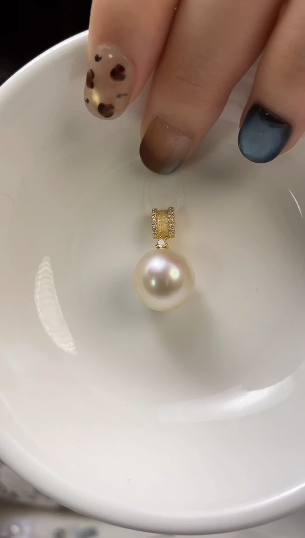 吊坠(不含链)银S925镶嵌海水珍珠13-14海水珍珠吊坠
