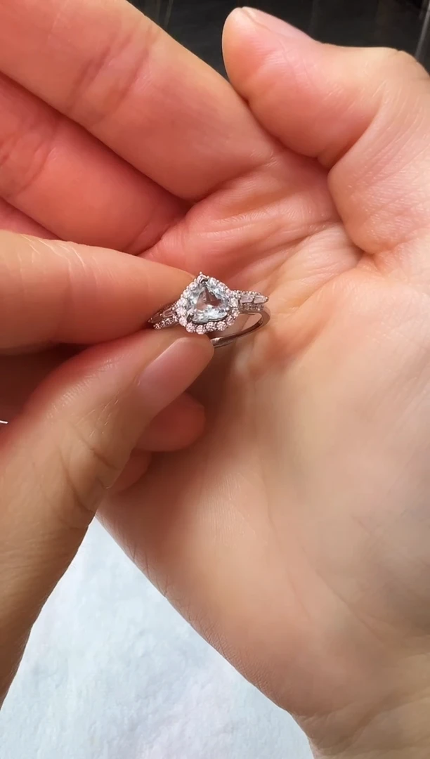 银S925镶嵌戒圈海蓝宝石1217m081多样性发其一