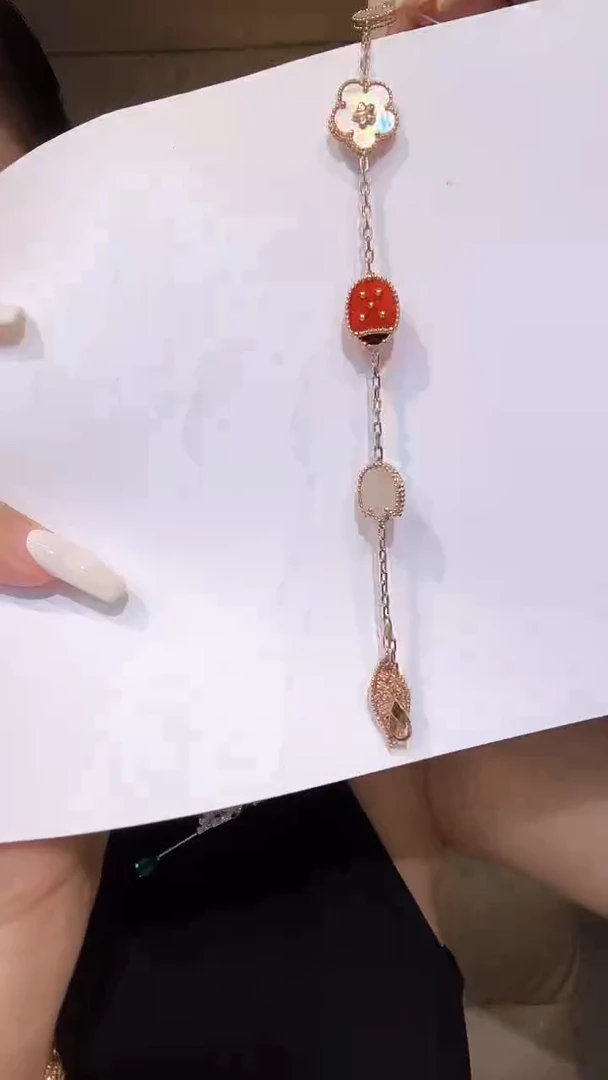 18K金镶嵌手链玛瑙/玉髓瓢虫手链