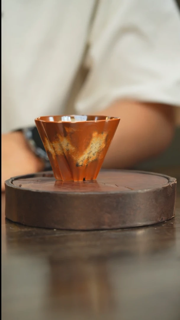 杯21柴房陶瓷柴烧金红落灰福字杯