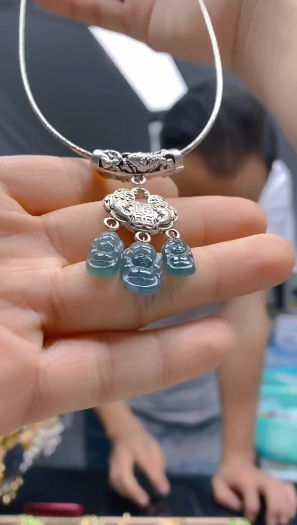 【闪购商品】翡翠耳饰银S925镶嵌252翡翠锁骨链