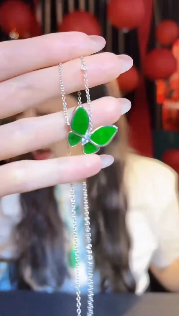 【闪购商品】翡翠颈饰银S925镶嵌  缅料A货/支持复检/一件