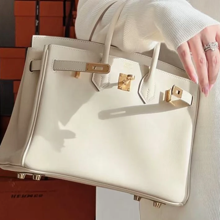 99新 Hermes/爱马仕 Birkin25 奶昔白金扣 S皮 /拆单中
