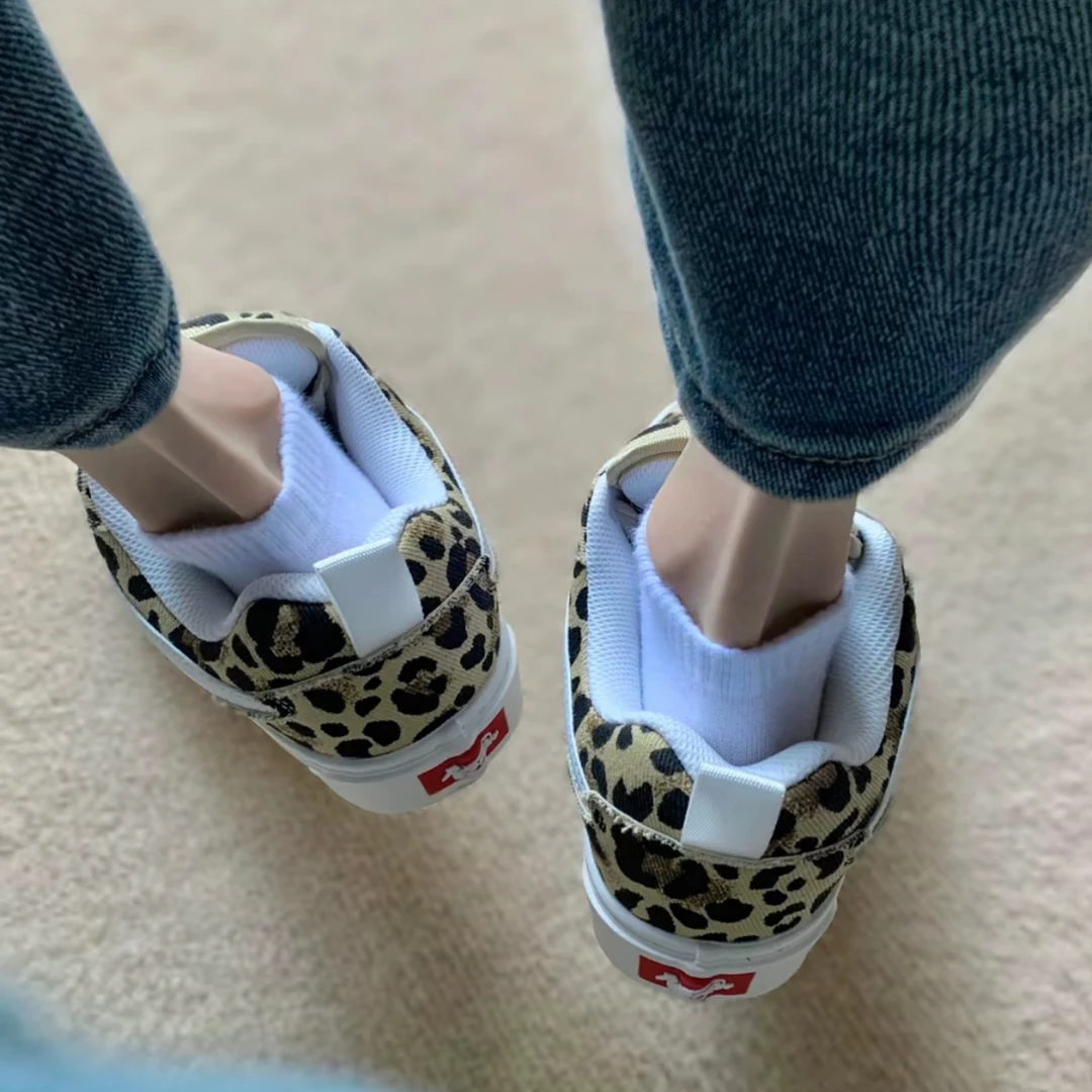 Tinmuu天牧闪电面包鞋学院风增高豹纹休闲板鞋低帮男鞋百搭帆布鞋