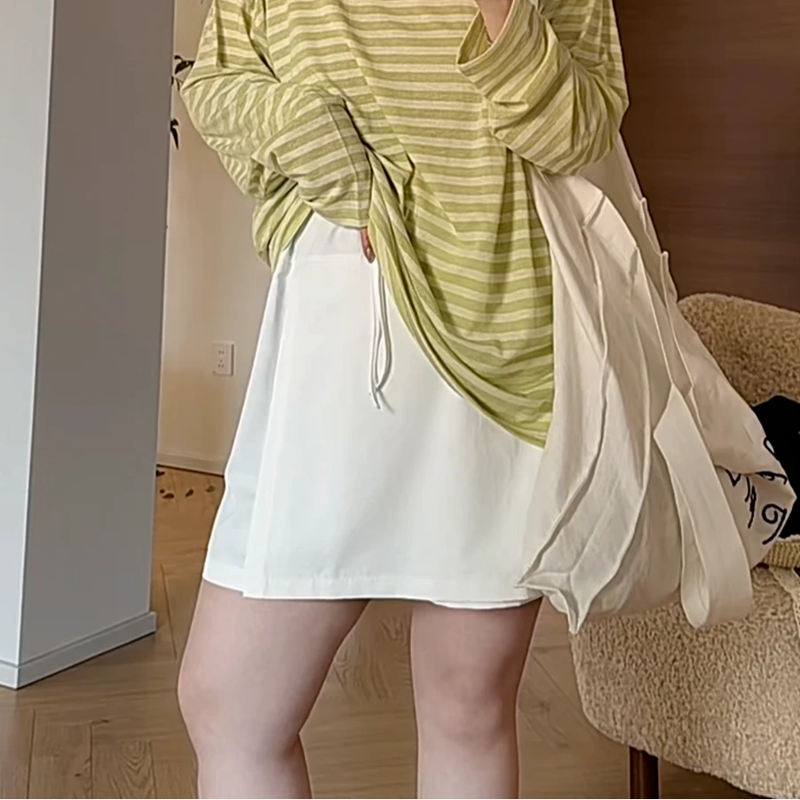 【瘦瘦】大码夏季抽绳高腰薄款莱赛尔宽松极简工装半身裙裤S01571