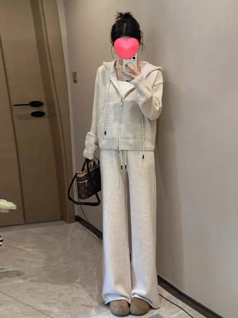 【在仓发货+运费险】羊毛混纺套装上衣+休闲裤预显瘦宽松秋冬慵懒感