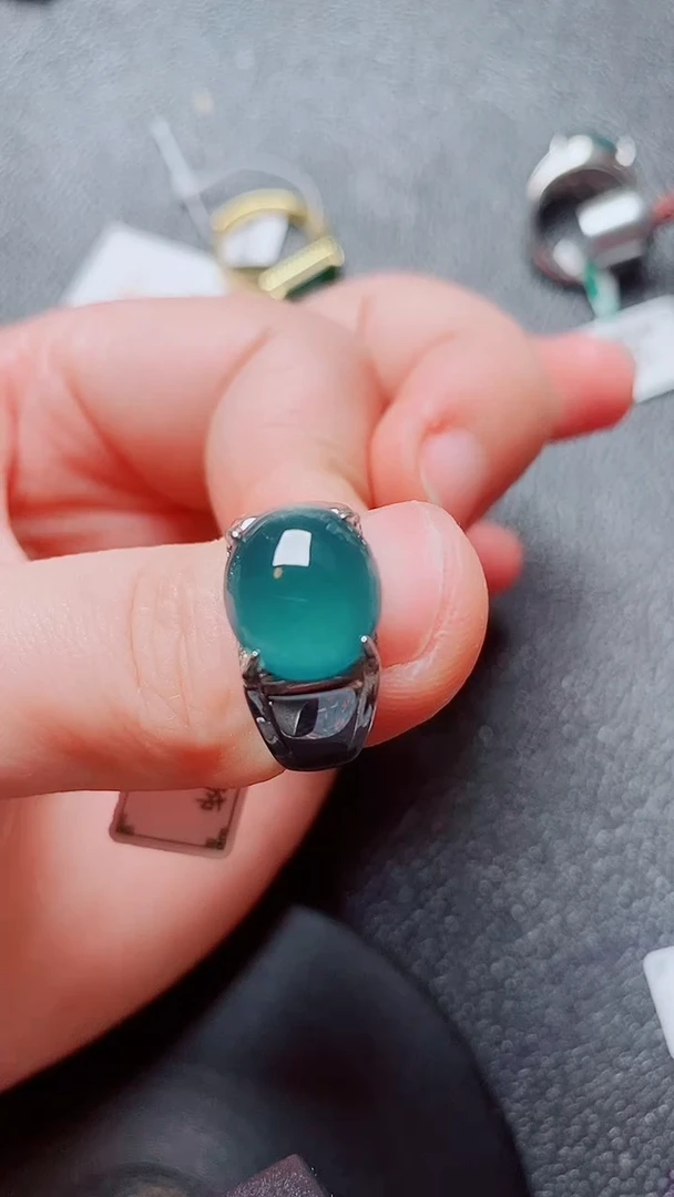 翡翠戒指银S925镶嵌翡翠
