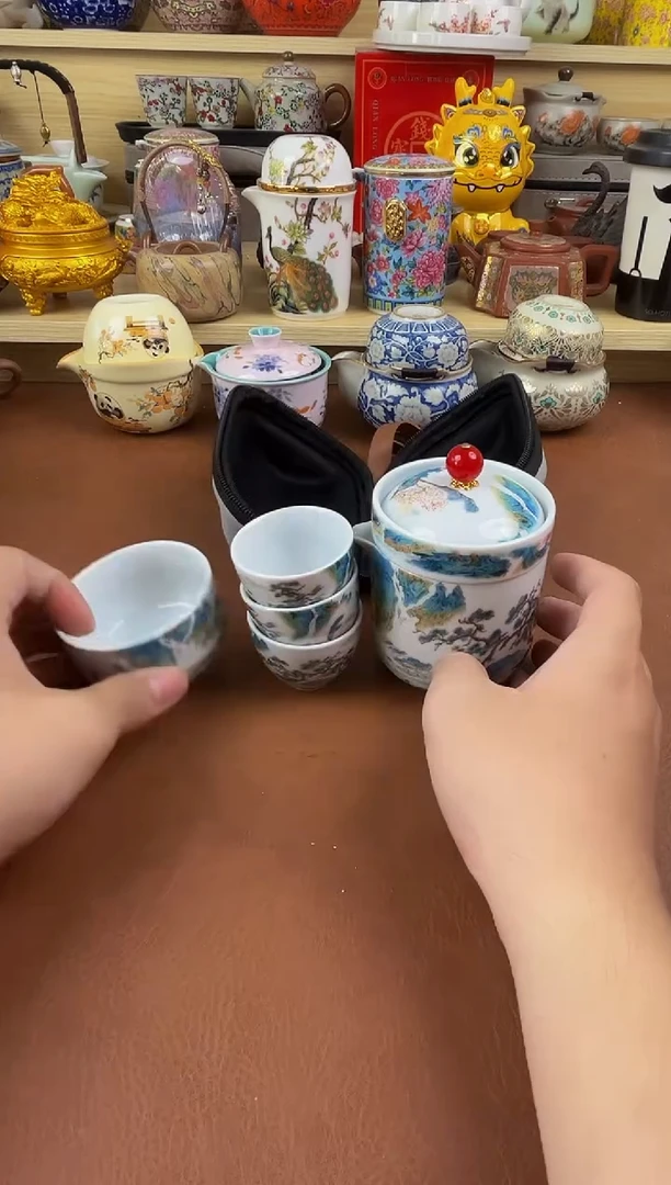 陶瓷茶具摆件旅行套组