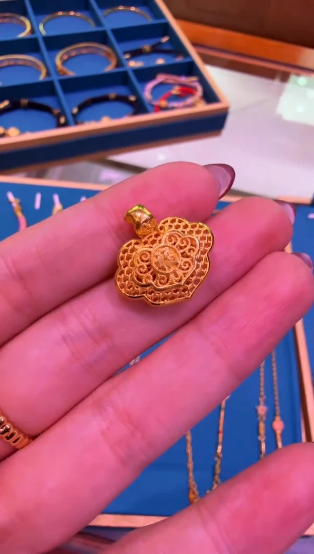 【婧婧精选】999足金吊坠福锁吊坠