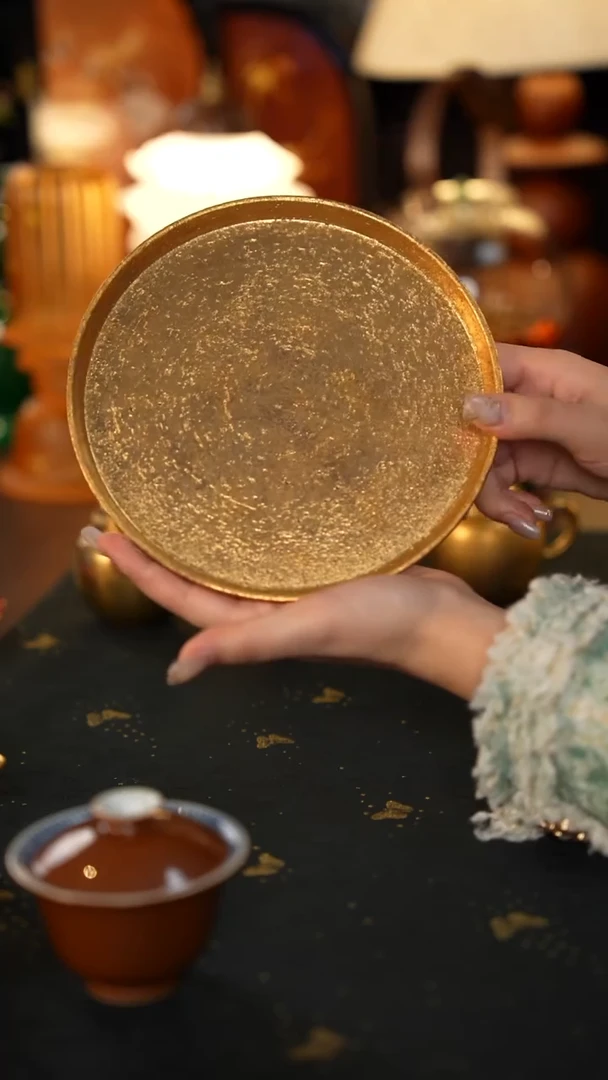 雲由金釉圆形壶承