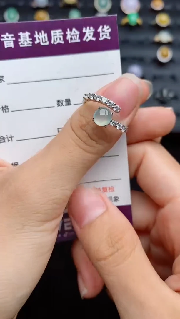 银S925镶嵌戒指翡翠...