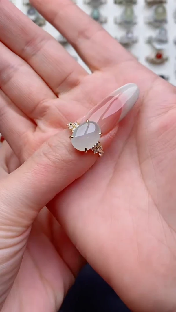 银S925镶嵌戒指翡翠无*夏...