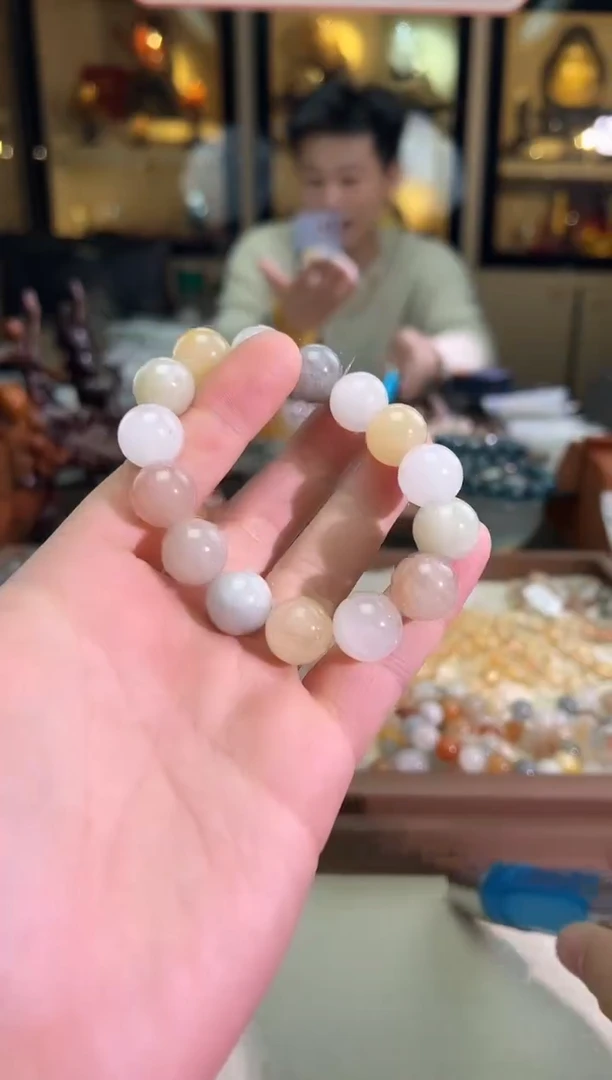 未镶嵌手链水晶14.7mm+老矿猫眼彩兔毛（多样性发一）