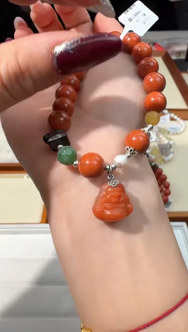 【闪购商品】南红玛瑙手链未镶嵌南红佛公提溜设计款