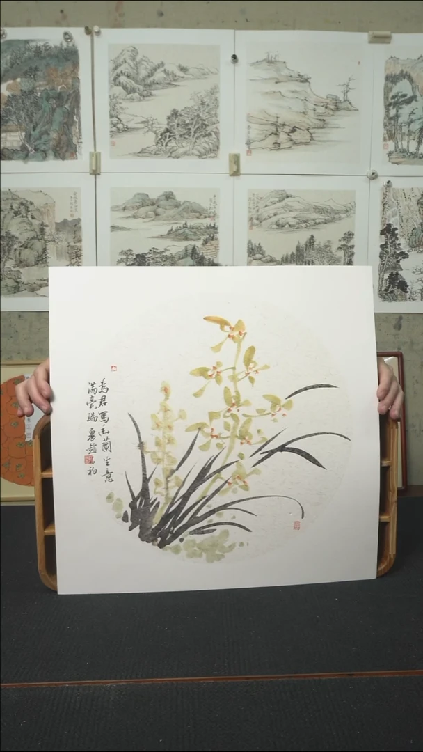 绘画兰花/软卡/50*50cm