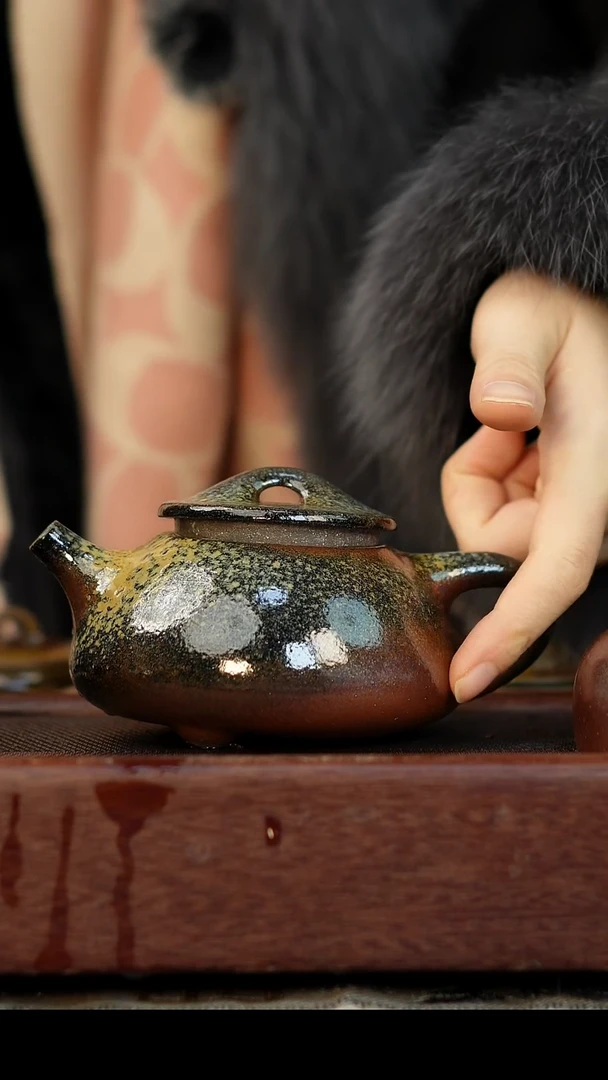 茶壶紫砂瑕疵柴烧紫砂石瓢260cc