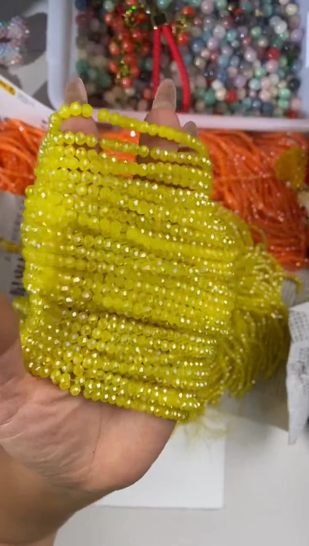 玻璃1497卡4扁水晶10条ab彩柠檬黄玉