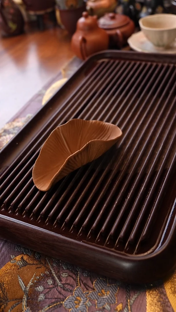 紫砂茶宠段泥荷叶茶则