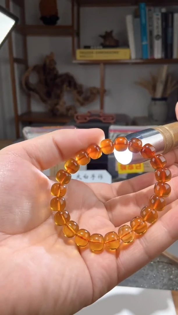 琥珀颈饰未镶嵌10+彩虹渐变老型珠