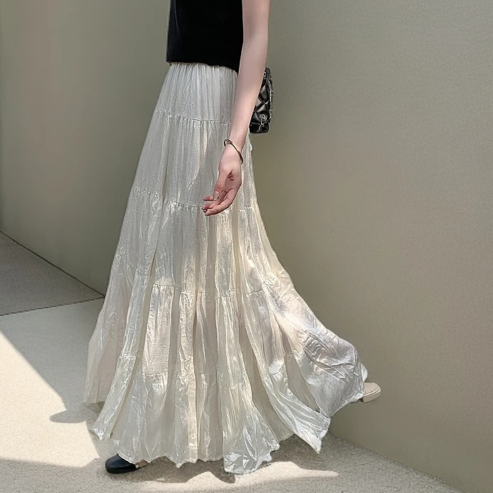 TUBREIT/图百年春夏褶皱炸街大摆显瘦半身裙百搭长裙半裙裙子女