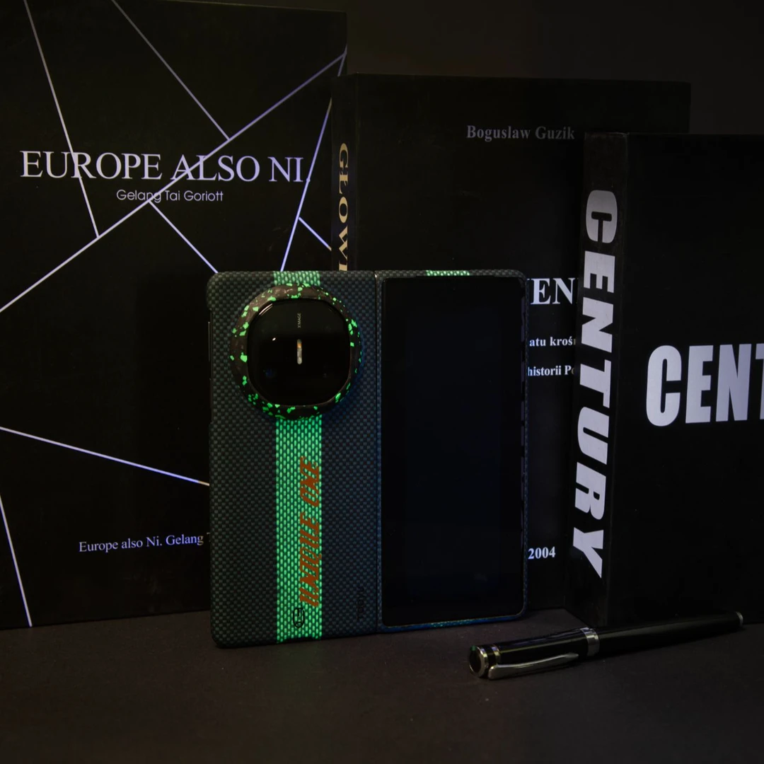 图语适用于华为MateX6凯夫拉四件套绿光迷踪碳框荧光-荧光纤维