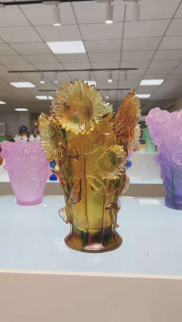 琉璃手工艺品古法琉璃向日葵花瓶