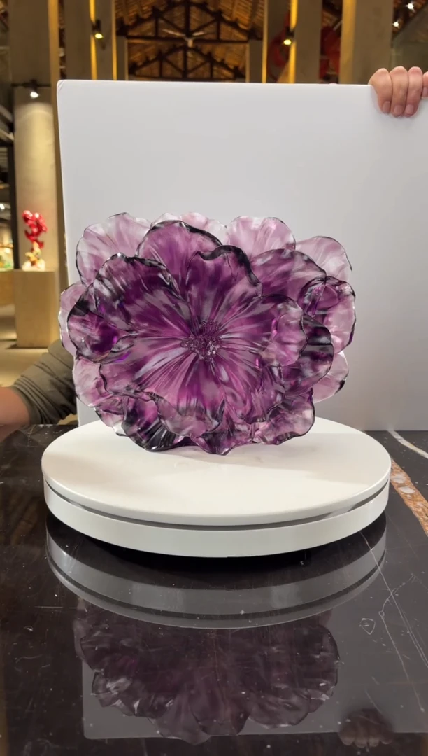 摆件0601094-3紫罗兰山茶花艺术琉璃花器