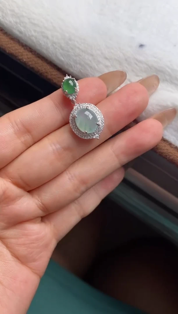 银S925镶嵌戒指翡翠天**鸭天然A货翡翠